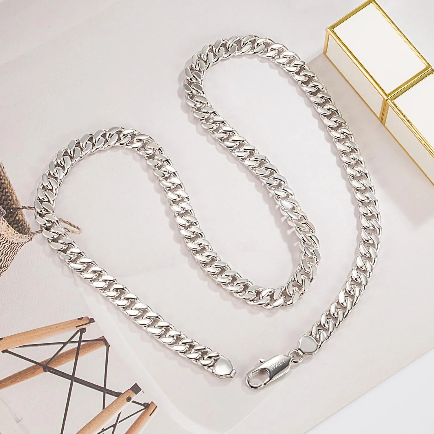 Men Italian 925 Sterling Silver Necklace 8-10-12MM Solid Miami Cuban Link Chain 18 "20" 22 "24" 26" 28 "30 "Man Women Jewelry Gift