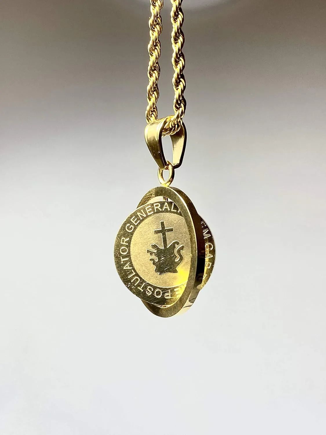 Men Women Gold Finish holy Blessed Saint St Padre Pio Pietrelcina pendant necklace Stainless Steel Jewelry Catholic Mary, Padre Pio Pray for us Religious Jewelry Necklace Set