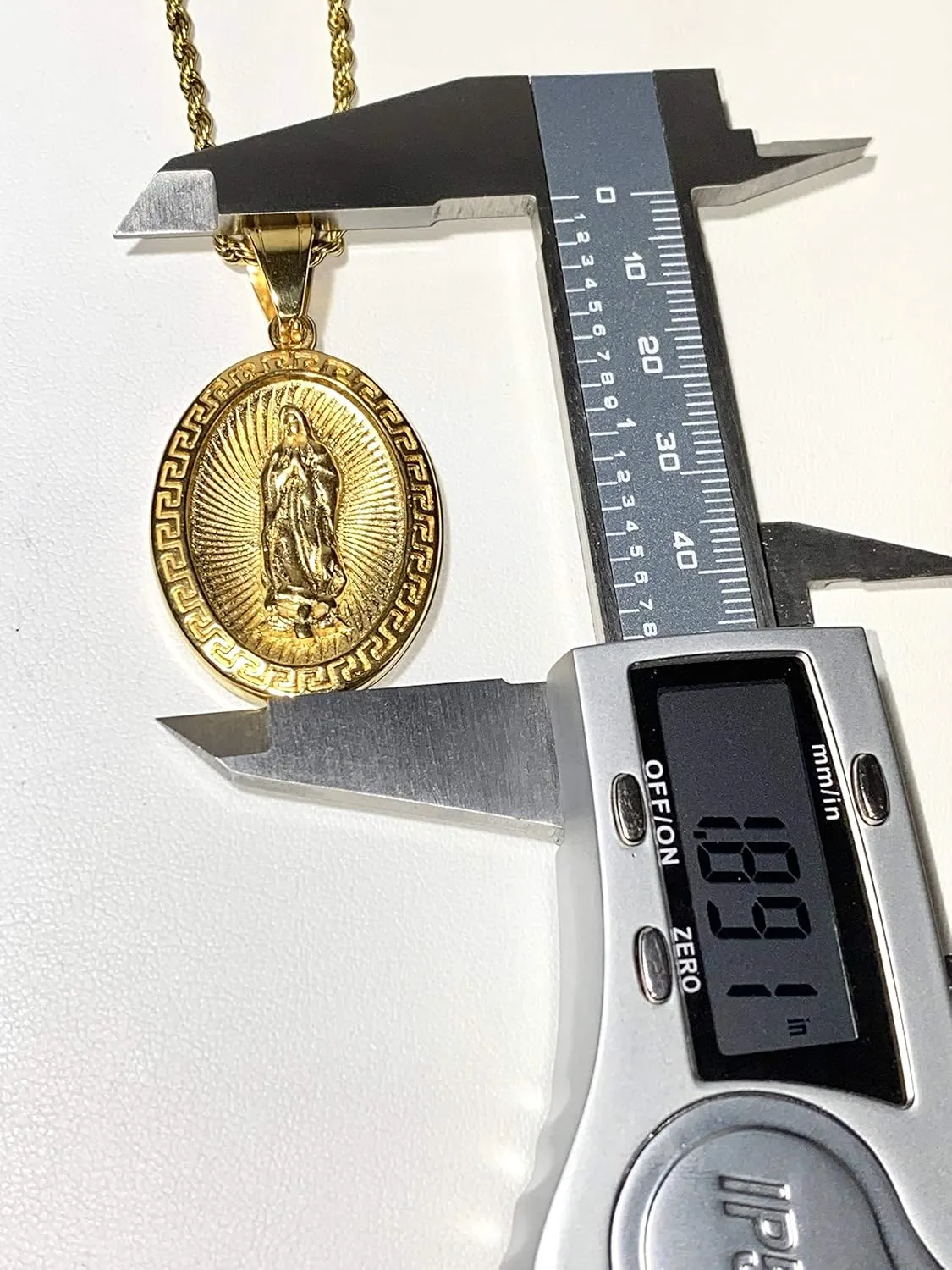 Men Women Gold Finish Our lady of Guadalupe holy Blessed pendant necklace Stainless Steel Jewelry Catholic Mary, Mary Guadalupe Blessed Mother Mary - Our Lady of Guadalupe Religious Jewelry Necklace Set