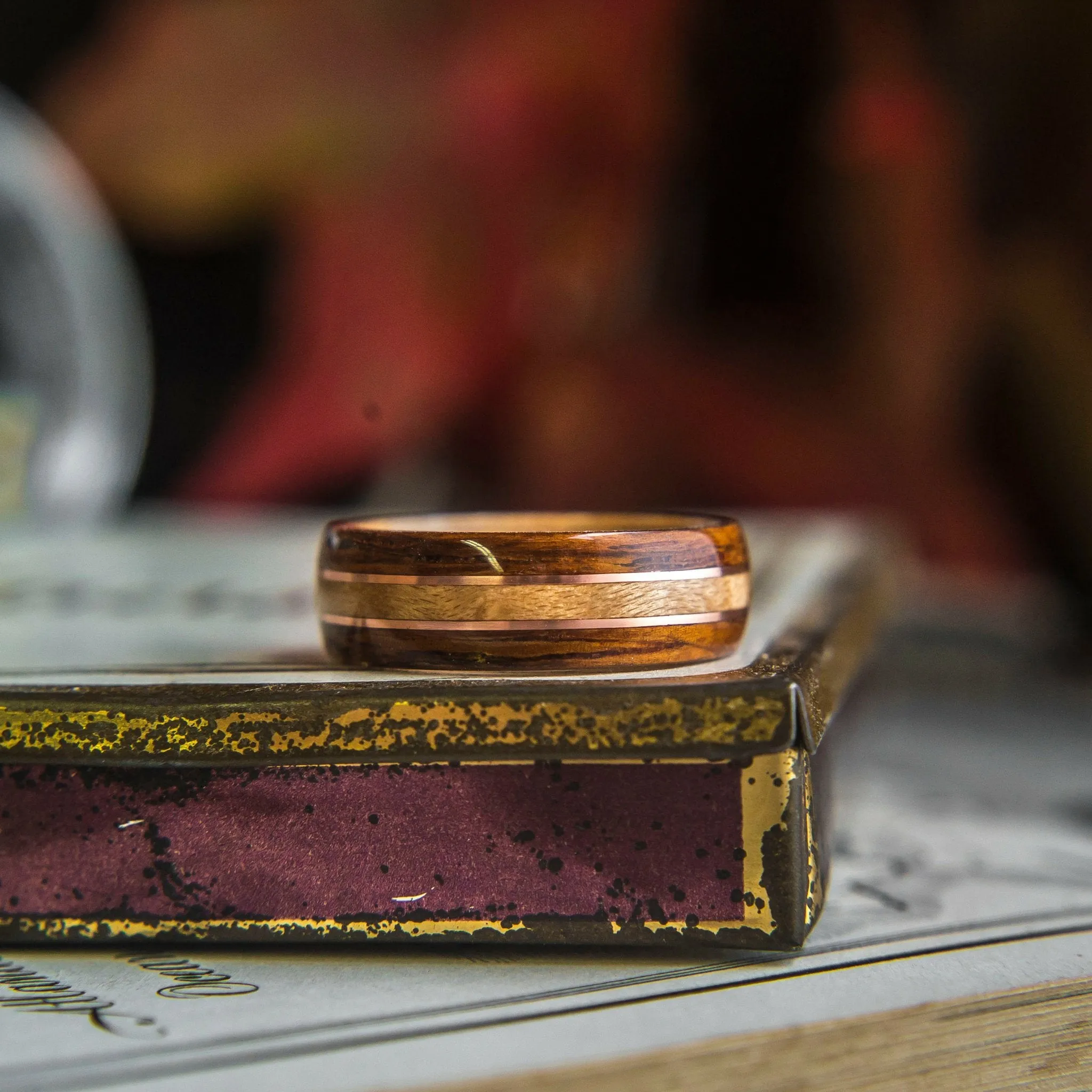 Mens Copper Bentwood Ring