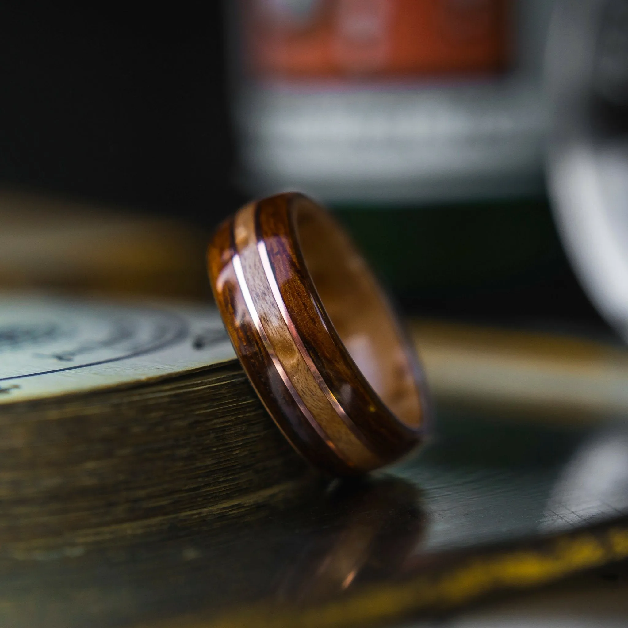 Mens Copper Bentwood Ring