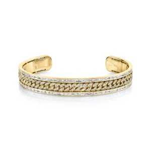 MEN'S DIAMOND PAVE MINI LINK BANGLE W/ BAGUETTE BORDER