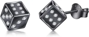 Mens Earrings Stud Dice Shape Mens Square Earrings Hypoallergenic Stud Earrings Fashion Dainty 8mm for Father Son or Cool Girl