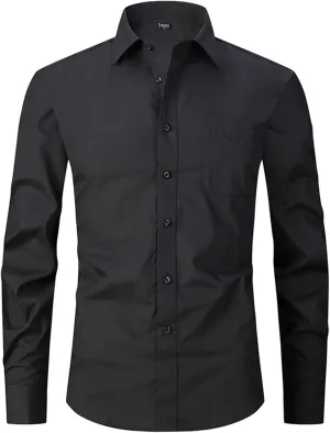 Men's French Cuff Dress Shirt Slim Fit Formal Business Button Down Shirt for Men Long Sleeve Random Cufflinks