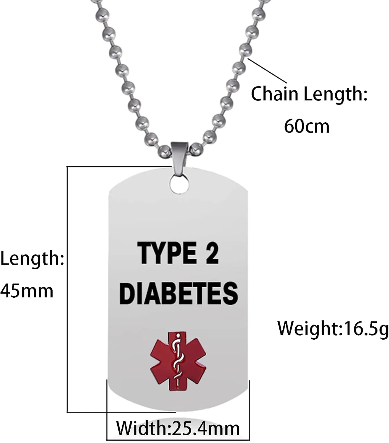 Men's Red Medical Alert Necklaces for Women Emergency First Aid Health Alert Engraved Dog Tag Pendant Necklace Stainless Steel Jewelry