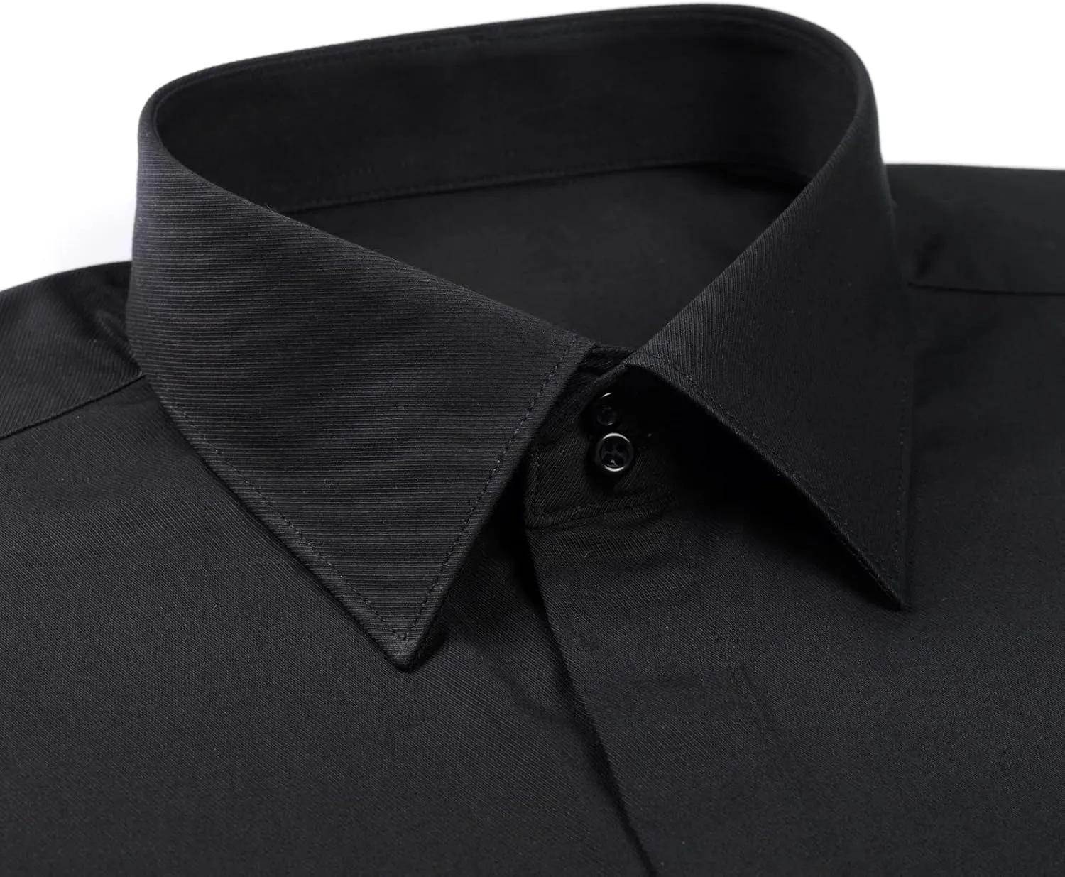 Men's Solid Color Long Sleeve French Cuff Dress Shirts, Hidden Button Front, Includes Blue Gemstone Cufflinks