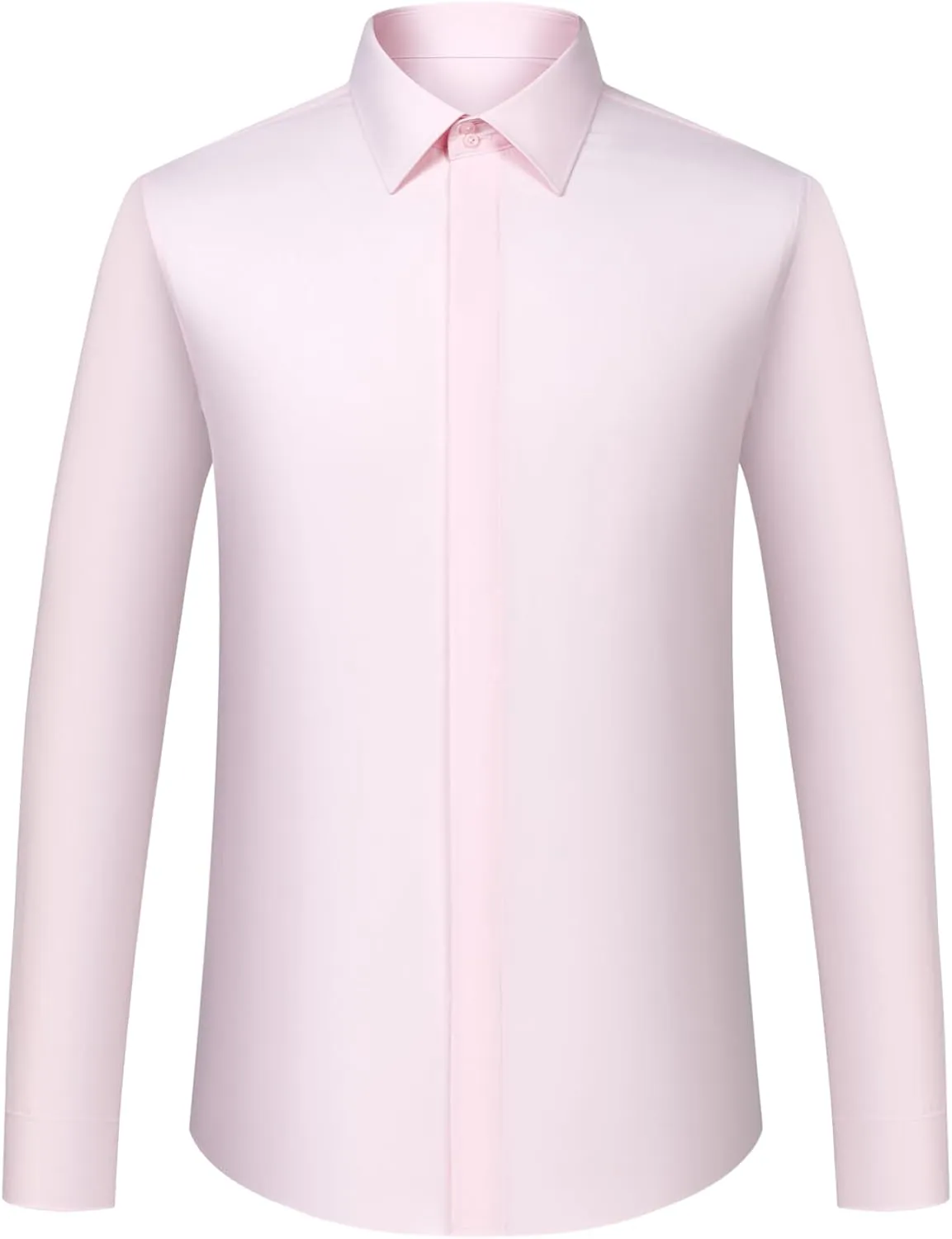 Men's Solid Color Long Sleeve French Cuff Dress Shirts, Hidden Button Front, Includes Blue Gemstone Cufflinks