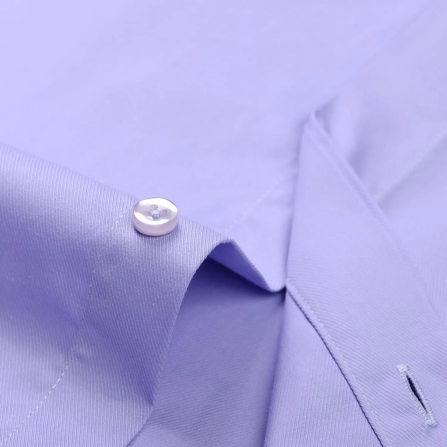 Men's Solid Color Long Sleeve French Cuff Dress Shirts, Hidden Button Front, Includes Blue Gemstone Cufflinks