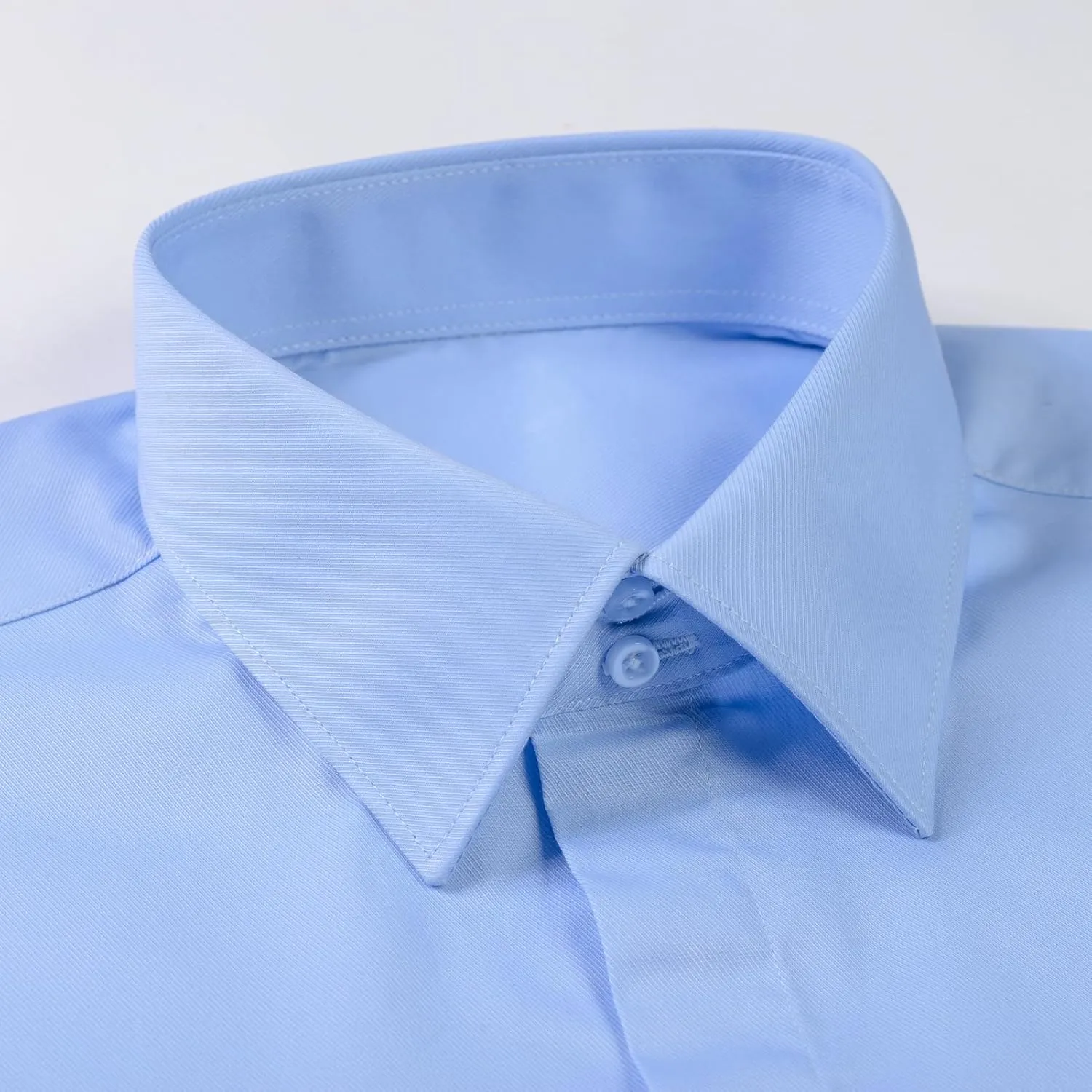 Men's Solid Color Long Sleeve French Cuff Dress Shirts, Hidden Button Front, Includes Blue Gemstone Cufflinks