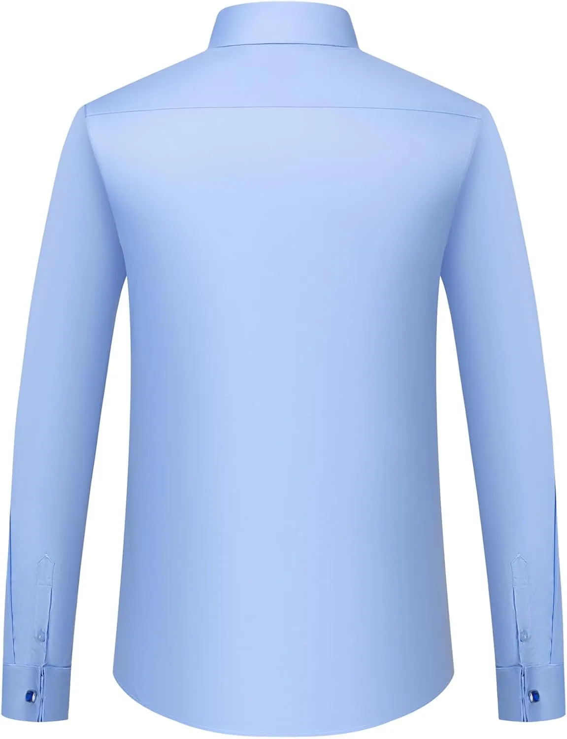 Men's Solid Color Long Sleeve French Cuff Dress Shirts, Hidden Button Front, Includes Blue Gemstone Cufflinks