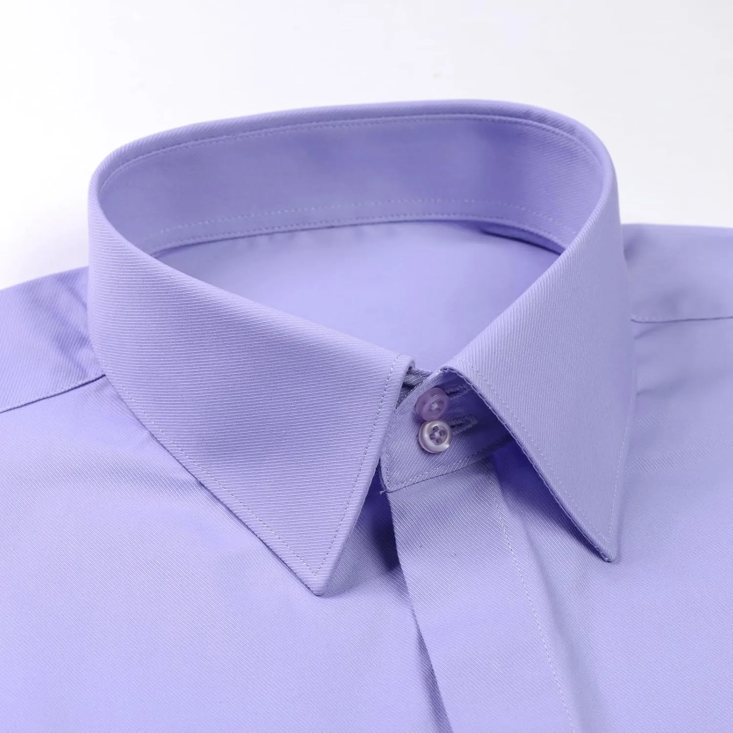 Men's Solid Color Long Sleeve French Cuff Dress Shirts, Hidden Button Front, Includes Blue Gemstone Cufflinks