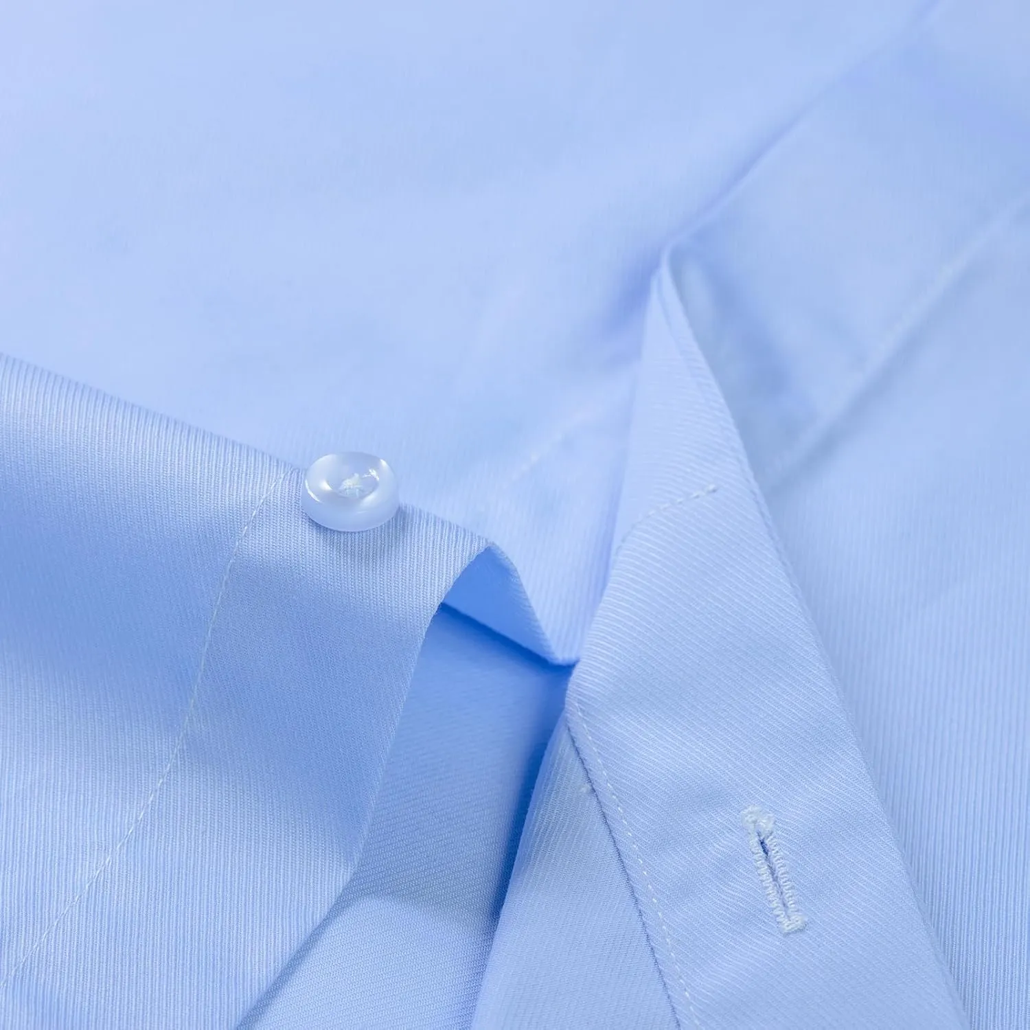 Men's Solid Color Long Sleeve French Cuff Dress Shirts, Hidden Button Front, Includes Blue Gemstone Cufflinks