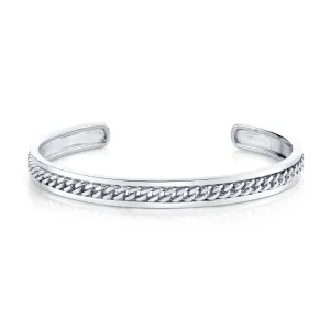 MEN'S SOLID GOLD LINK LINED BANGLE