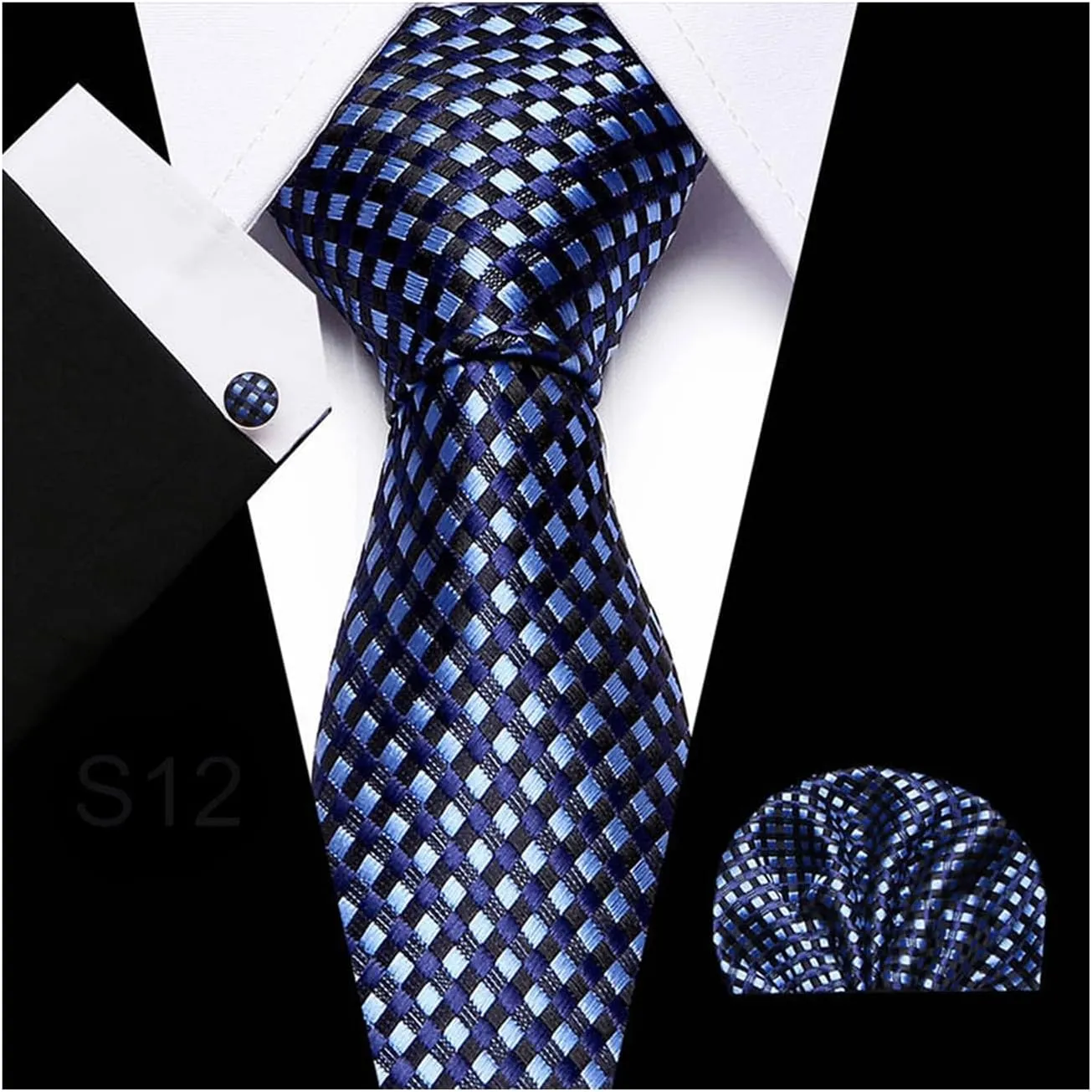 Men's Ties Classic Men's Ties with Men's Cufflinks Pocket Square Handkerchief Men's Tie Sets