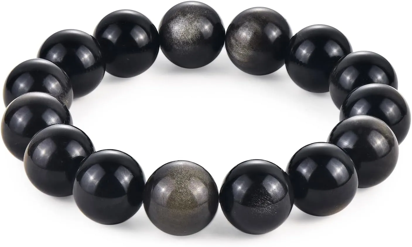 Mens Tiger Eye Stone Beaded Bracelet, Large 14mm Natural Gemstone Beads Bracelet,Stretchable Chunky and Manly looking