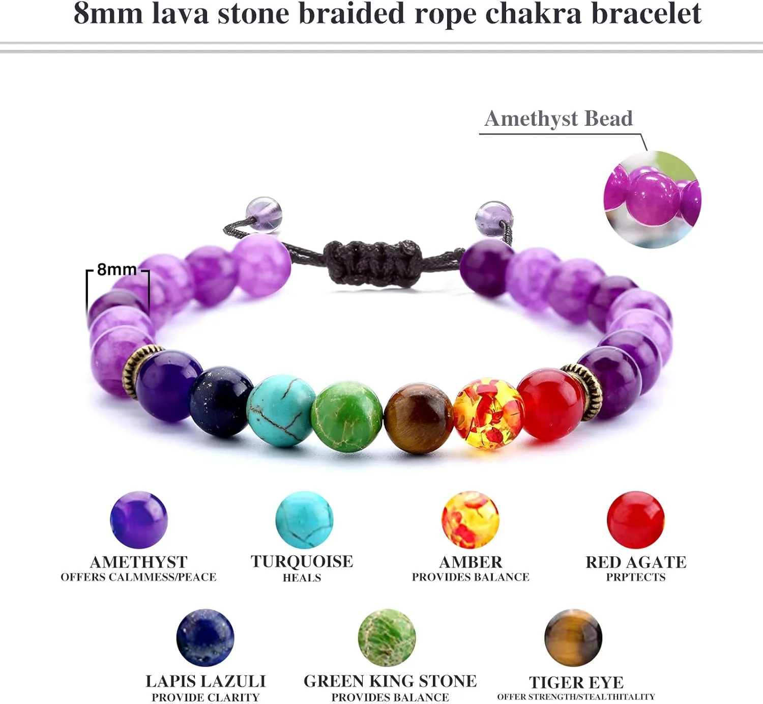 Mens Womens Bracelet,8mm natual Rock Stone Mens Womens Bracelets Essential Oil Diffuser Bracelet Braided Rope Natural Stone Yoga Beads Bracelet Bangle Gifts for Men Women