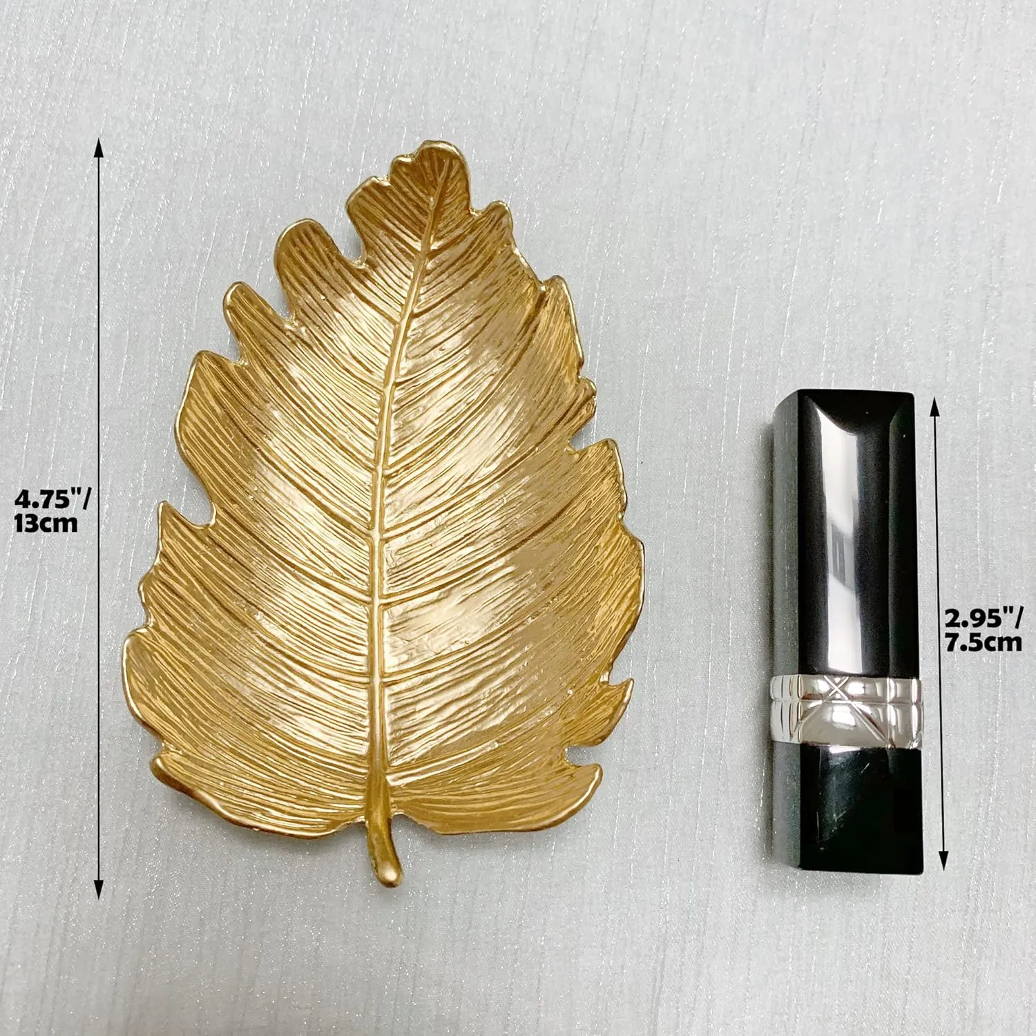 Metal Jewelry Dish, Small Leaf Shaped Ring Holder Jewelry Organizer, Trinket Dish Vanity Tray for Dresser Christmas Birthday Wedding Gifts