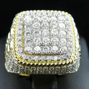 Metmejiao 18K Gold Plated Bling Ring Simulated Diamond Iced Out Ring CZ Punky Rappers Ring Star Dollar Sign Hip Hop Ring for Men Simulated Diamond Band Micropave Bling Ring for Women 7