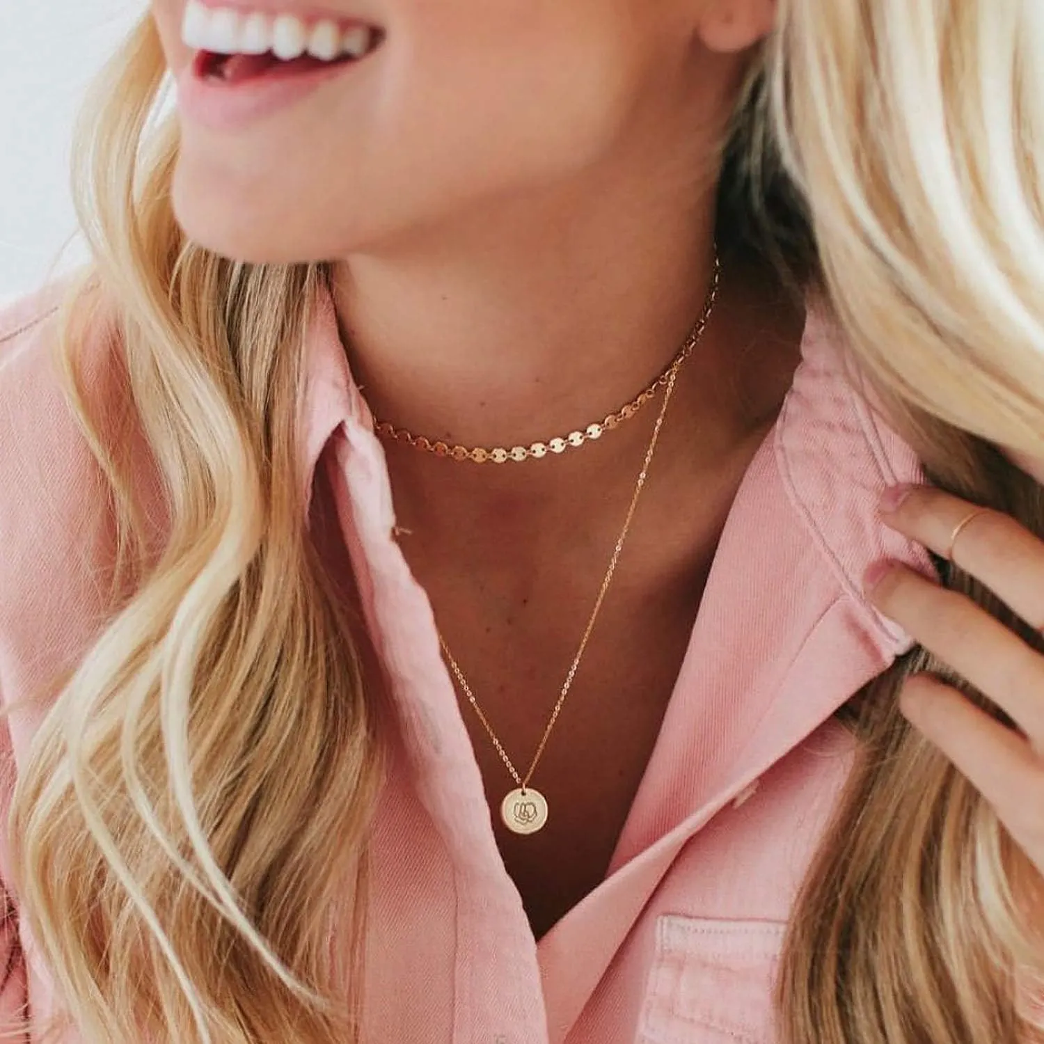 MEVECCO Dainty Evil Eye Protection Necklace,14K Gold Plated Cute Delicate Handmade Tiny Bead Necklace for Women