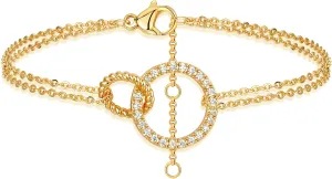 MEVECCO Women Gold Chain Bracelet, 18K Gold Plated Karma Adjustable Layered Bracelet Delicate Minimalist Handmade Bracelet for Women Jewelry