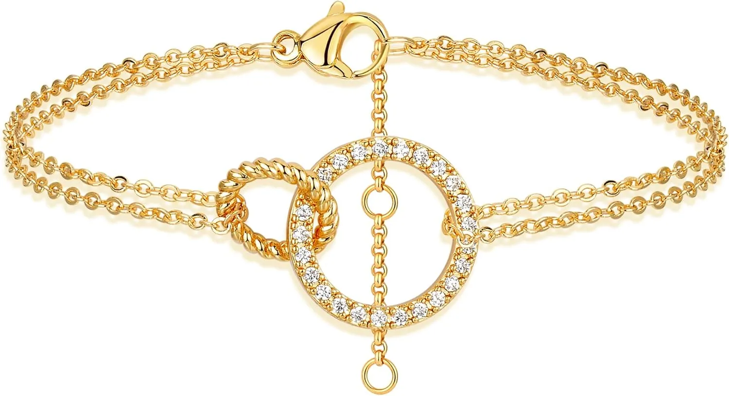 MEVECCO Women Gold Chain Bracelet, 18K Gold Plated Karma Adjustable Layered Bracelet Delicate Minimalist Handmade Bracelet for Women Jewelry