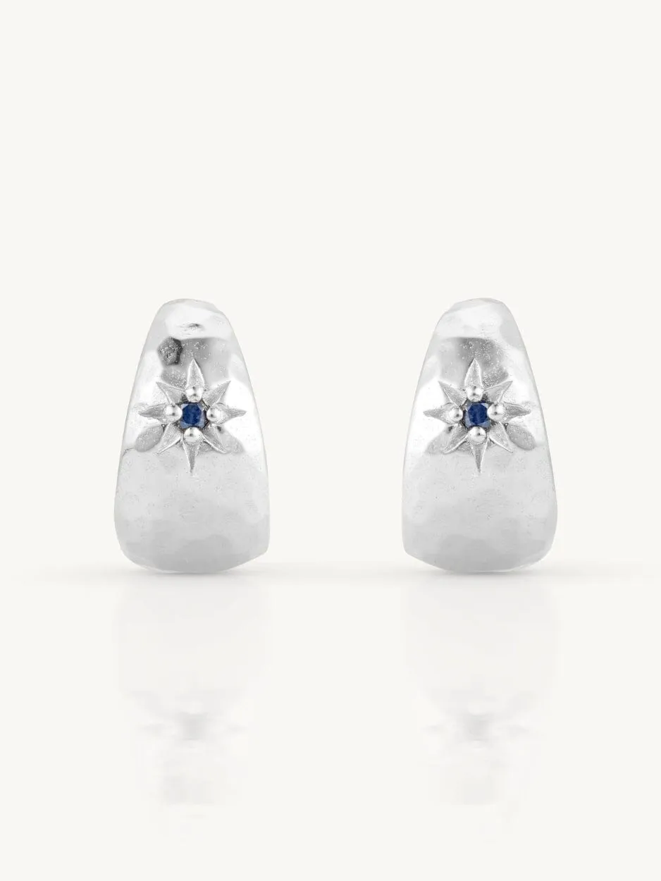 Mia Baby Sapphire Silver Hoops