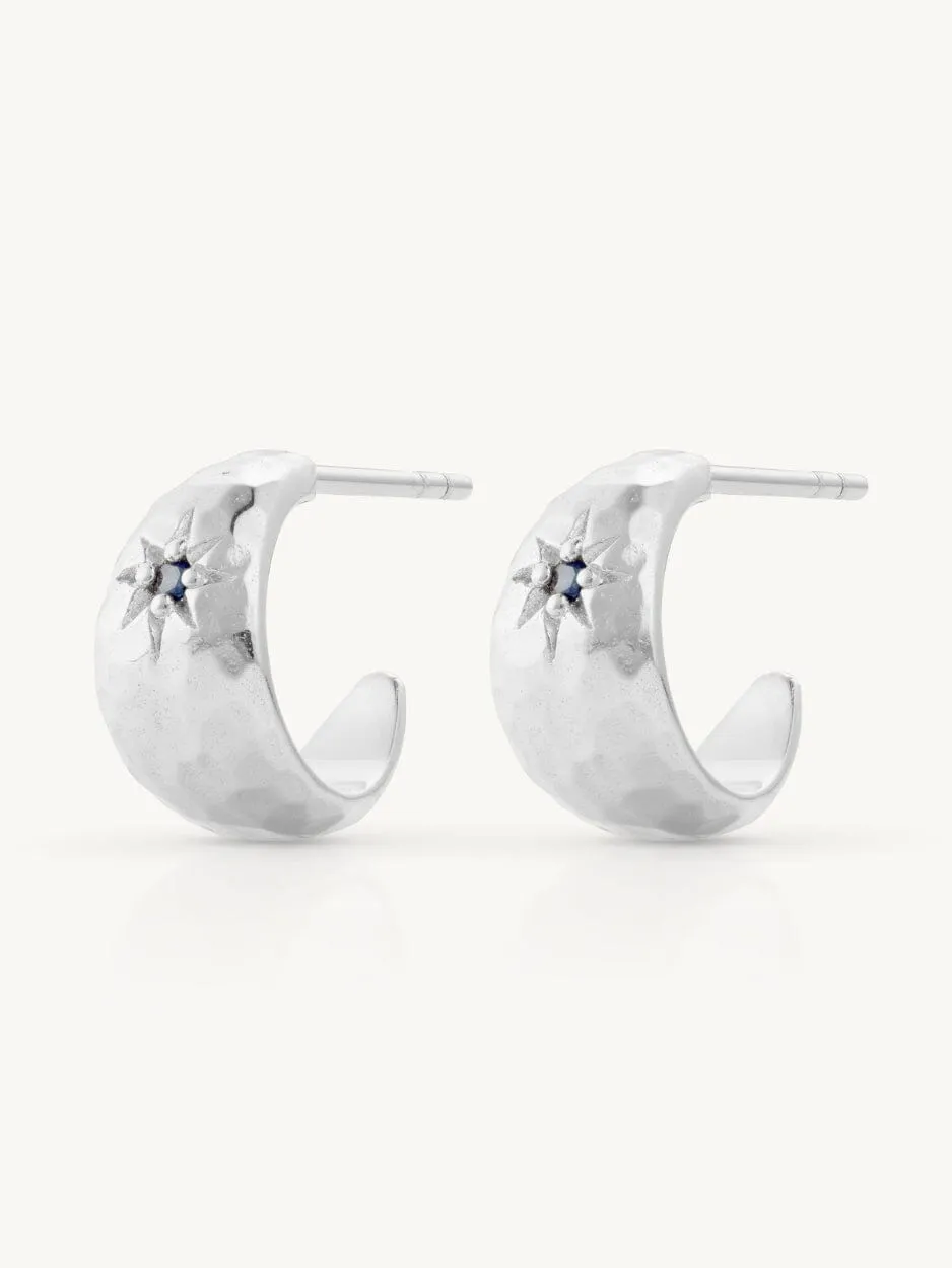 Mia Baby Sapphire Silver Hoops