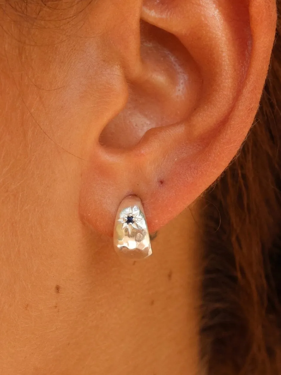 Mia Baby Sapphire Silver Hoops