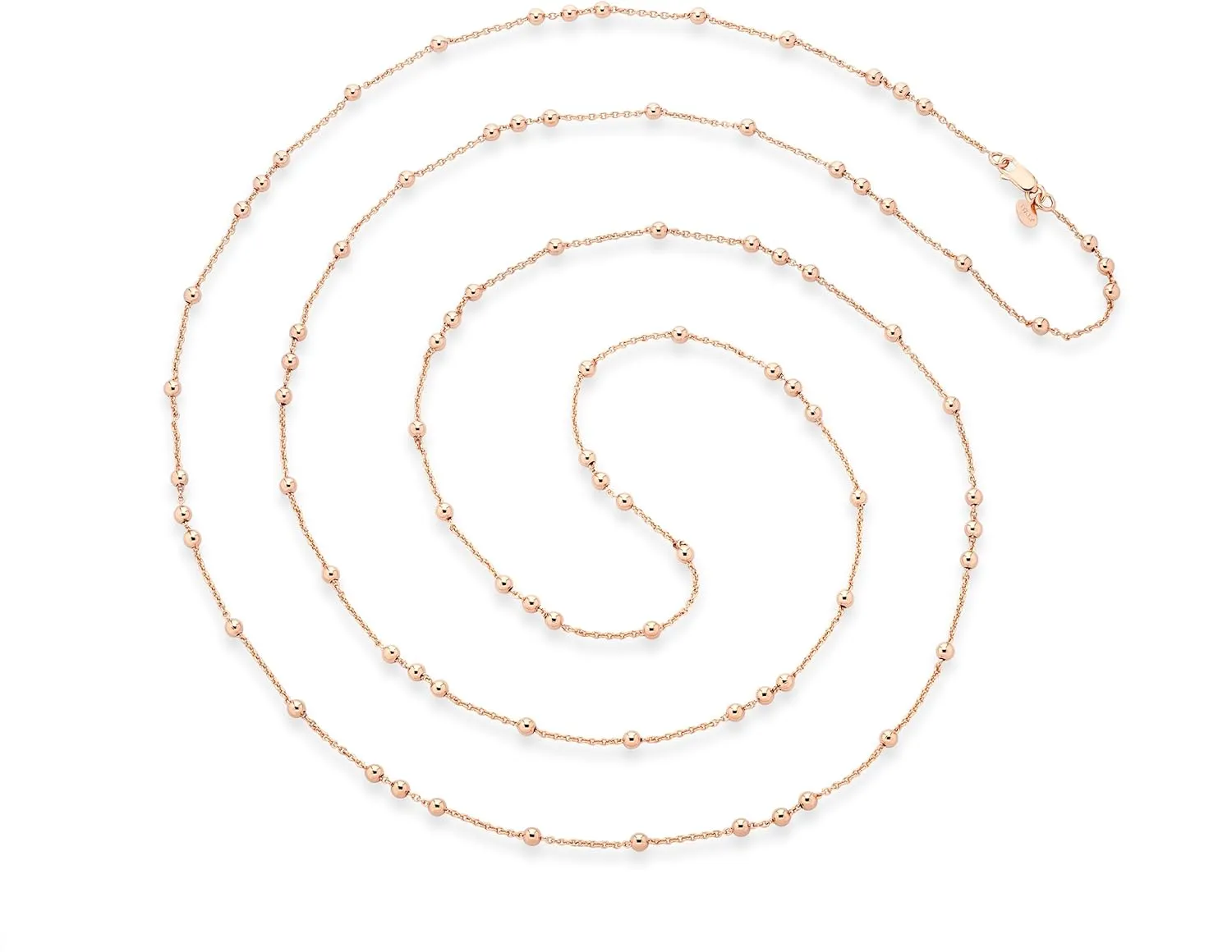 Miabella Italian 18K Yellow or Rose Gold Plated Beaded Ball Rosary Long Wrap Layering Station Chain Necklace for Women, 60"