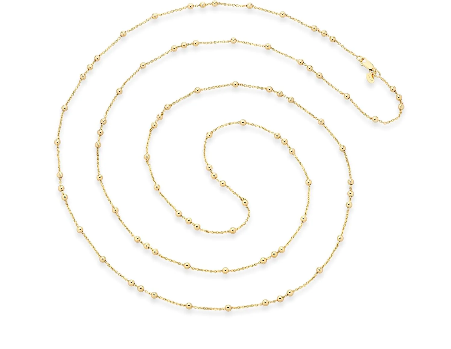 Miabella Italian 18K Yellow or Rose Gold Plated Beaded Ball Rosary Long Wrap Layering Station Chain Necklace for Women, 60"