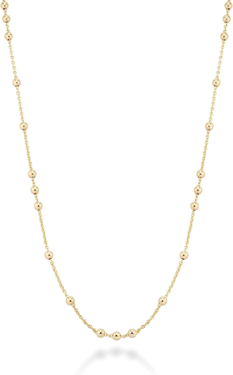 Miabella Italian 18K Yellow or Rose Gold Plated Beaded Ball Rosary Long Wrap Layering Station Chain Necklace for Women, 60"