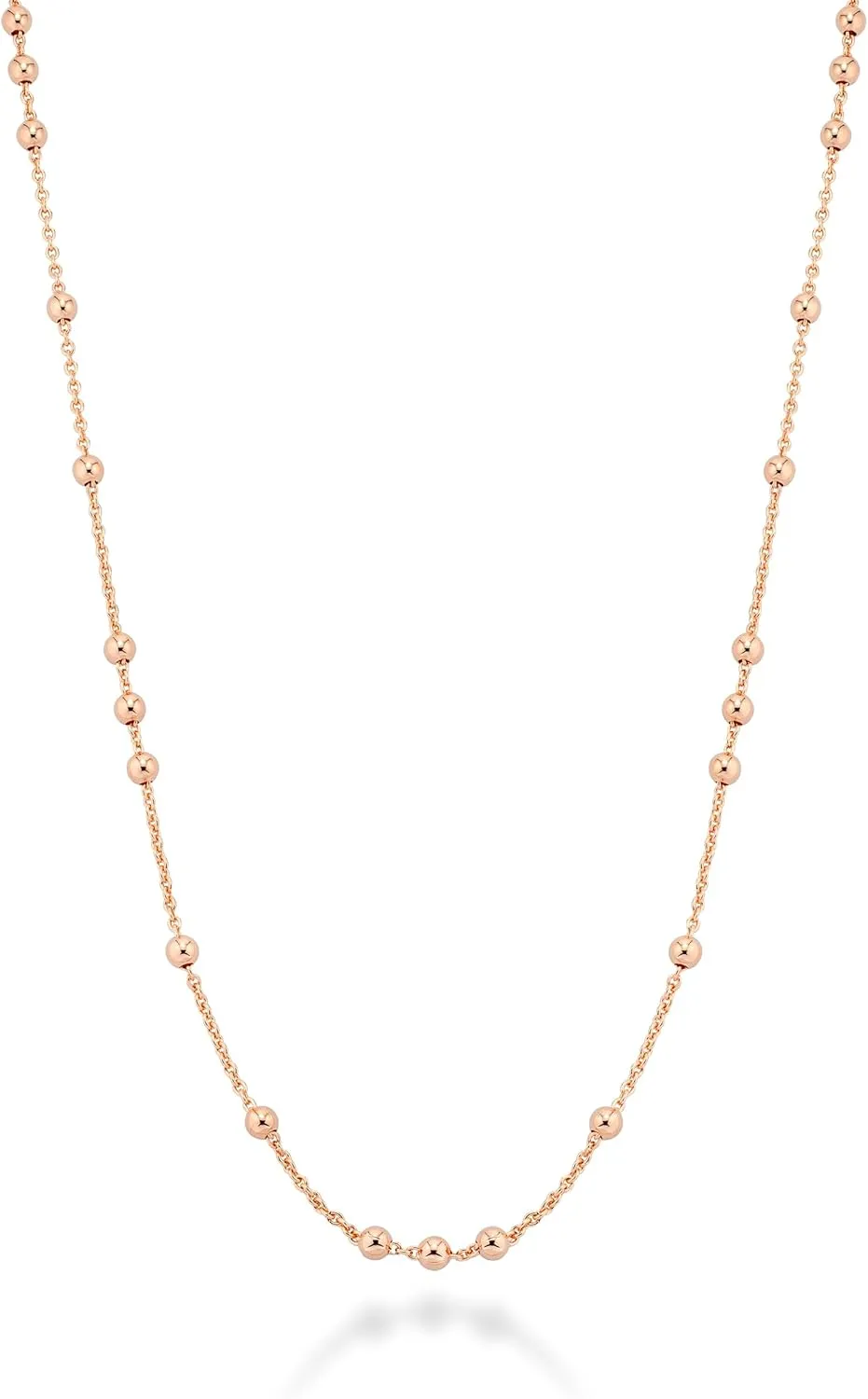 Miabella Italian 18K Yellow or Rose Gold Plated Beaded Ball Rosary Long Wrap Layering Station Chain Necklace for Women, 60"