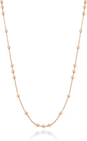 Miabella Italian 18K Yellow or Rose Gold Plated Beaded Ball Rosary Long Wrap Layering Station Chain Necklace for Women, 60"