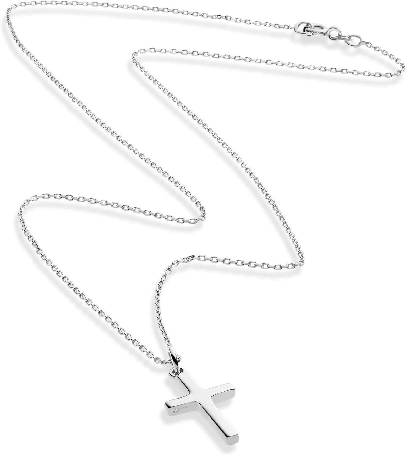 Miabella Italian 925 Sterling Silver or 18K Gold Plated Small Cross Pendant Necklace for Women on 18 Inch Chain, Made in Italy