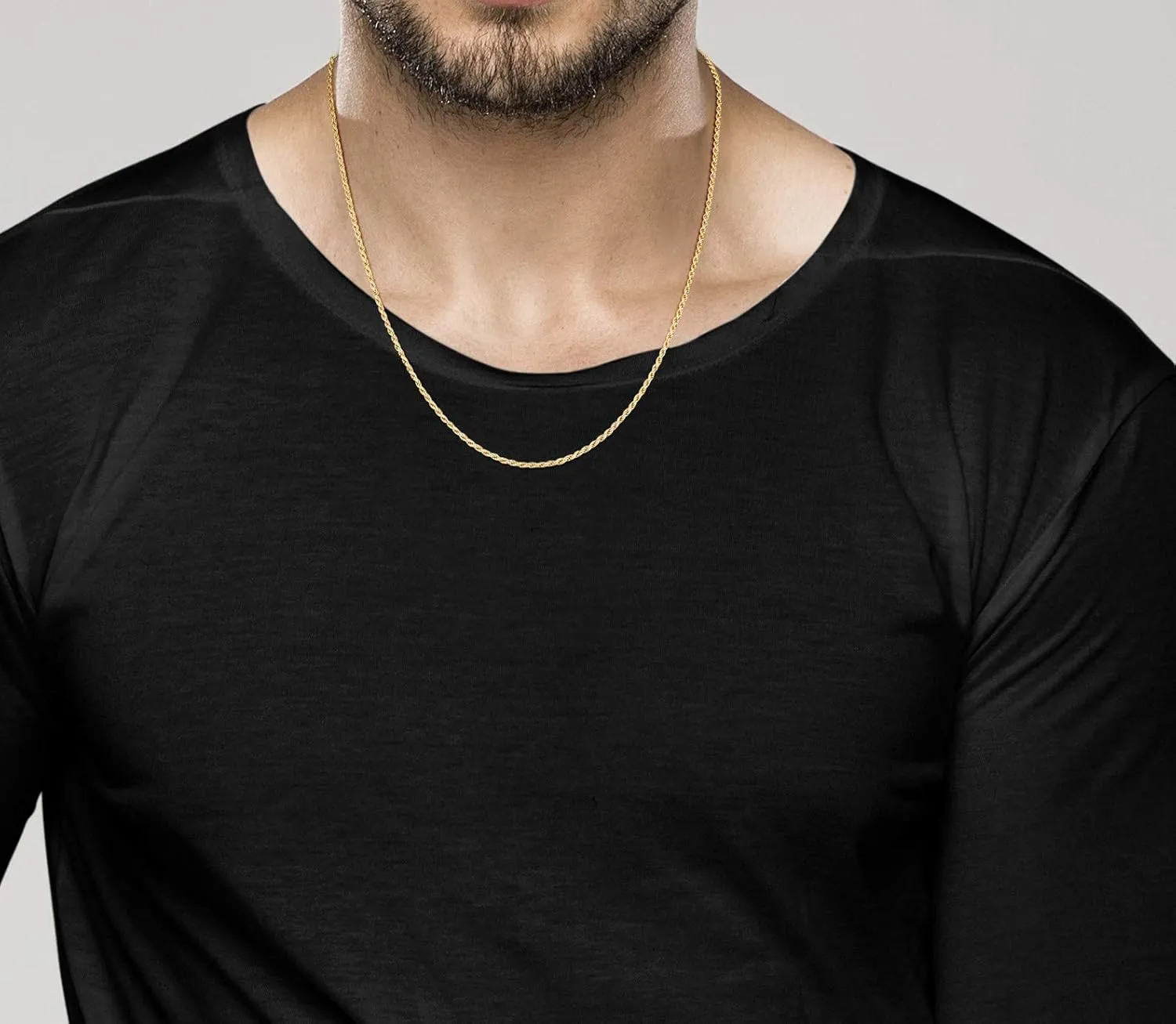 Miabella Italian Solid 18K Gold Over 925 Sterling Silver 2mm, 3mm Diamond-Cut Braided Rope Chain Necklace for Men Women, Made in Italy