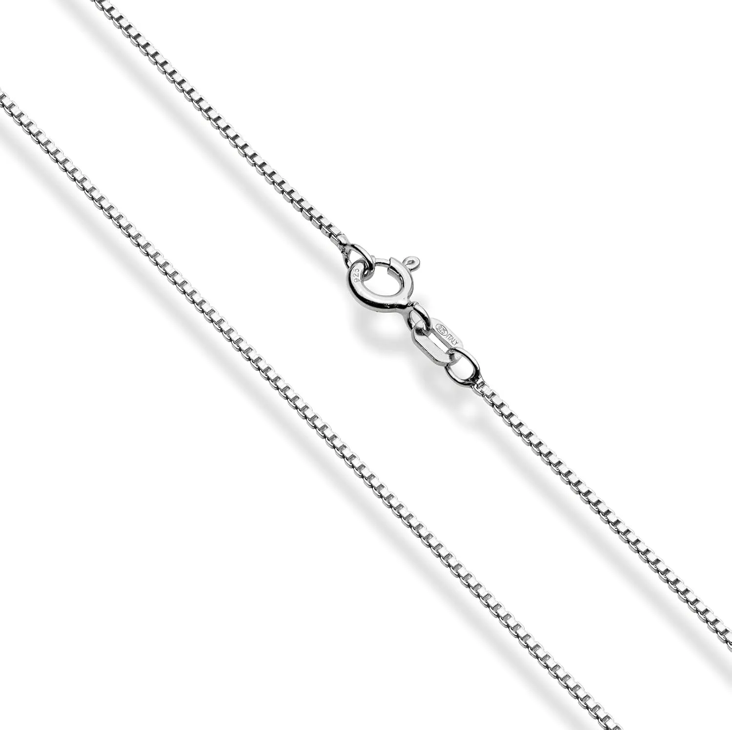 Miabella Italian Sterling Silver or 18K Gold Plated Silver Thin 1mm Box Chain Necklace for Women, Made in Italy