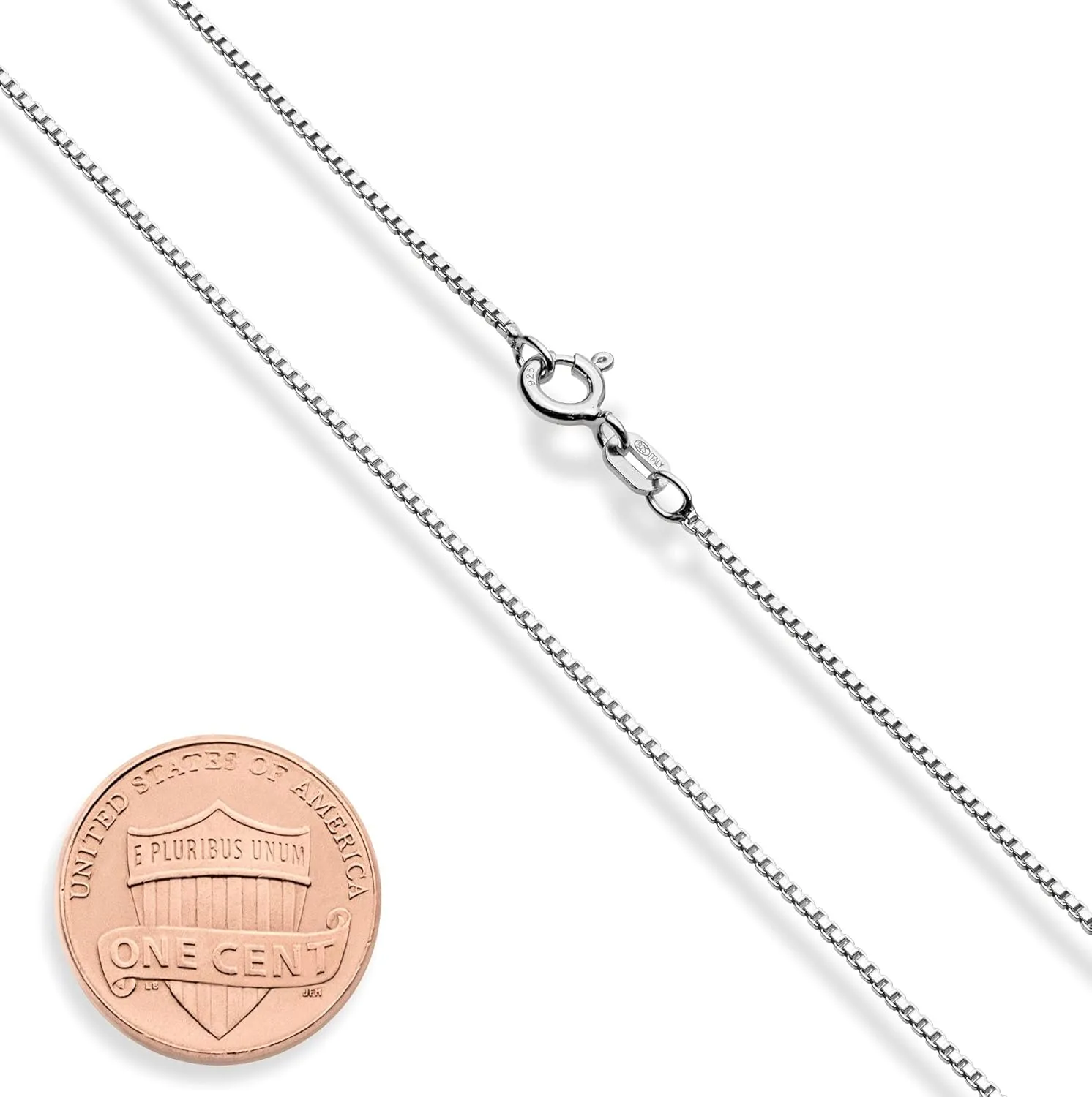 Miabella Italian Sterling Silver or 18K Gold Plated Silver Thin 1mm Box Chain Necklace for Women, Made in Italy