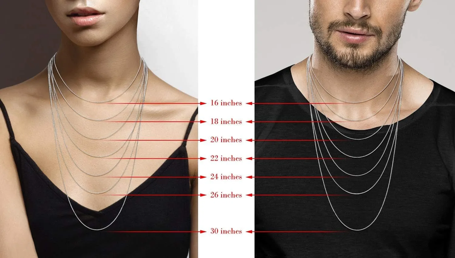 Miabella Italian Sterling Silver or 18K Gold Plated Silver Thin 1mm Box Chain Necklace for Women, Made in Italy
