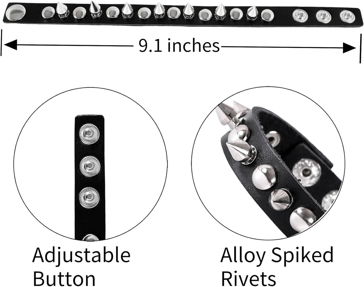 MILAKOO 4pcs Gothic Style Bracelets Set Skull Star Wristband Buckle Adjustable Vintage Punk Jewelry