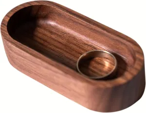Mini Walnut Wood Oval Ring Jewelry Tray