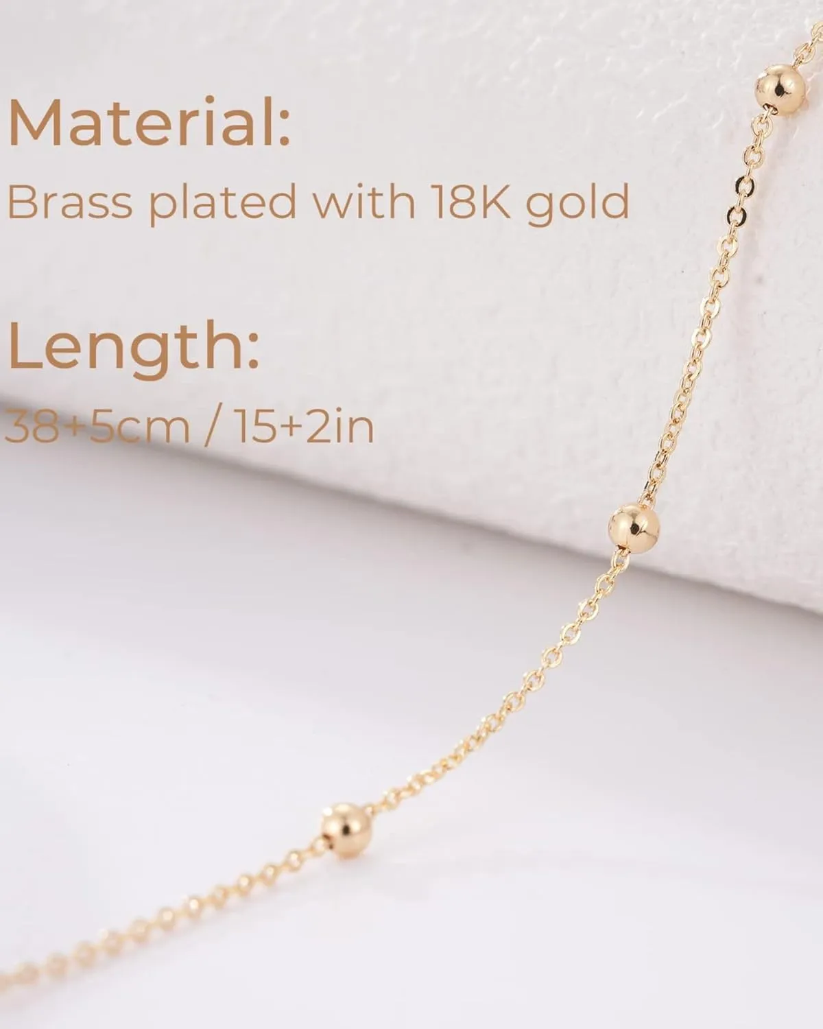 MJartoria Dainty Choker Necklace for Women 14K Gold Plated Minimalist Chain Choker Necklace Trendy Satellite Bead Choker Jewelry Gifts