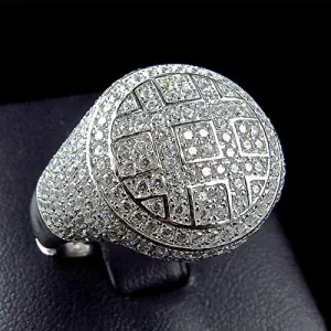 Mnyixsi Men Ring Silver Cluster Iced Out Lab Simulated Diamond Band Micropave Bling Ring Men's Hip Hop Ring Band Ring Personalized Jewelry ICY Hip Hop Round Cluster Men's Ring Size 9
