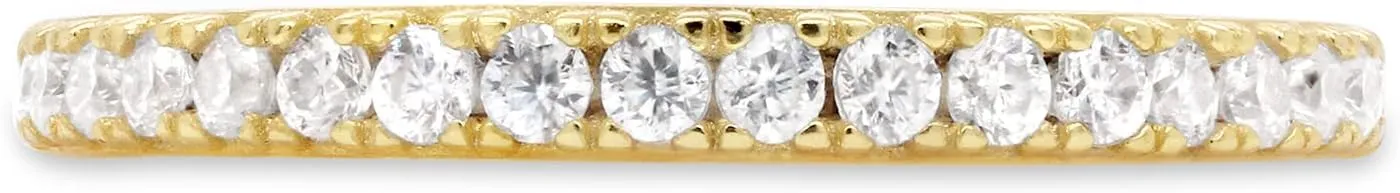 Moissanite & Lab Grown Diamond Half Eternity 3 Row Band Curved Chevron Twisted Infinity Wedding Band Guard Ring for Women 14K Gold Over Sterling Silver, Filigree Channel Set Promise Stackable Rings