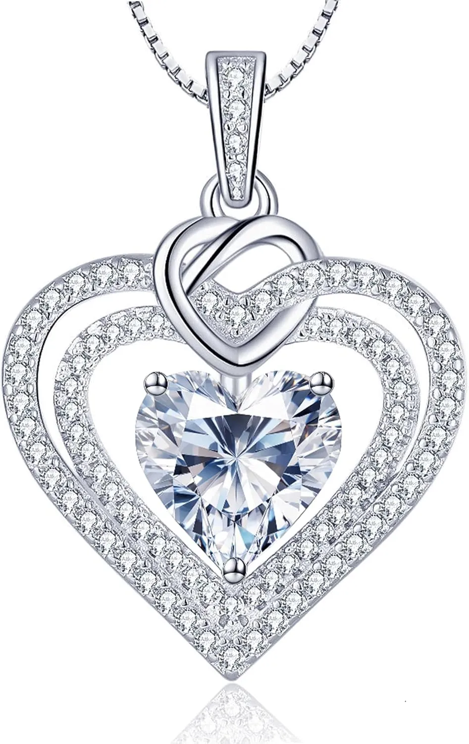Moissanite Heart Pendant Necklaces for Women, 1-3 Carats Moissanite Sterling Silver Gold Plating Necklace Engraved with 'I LOVE YOU', Ideal Birthday Anniversary Jewelry Gifts for Wife Her Mom