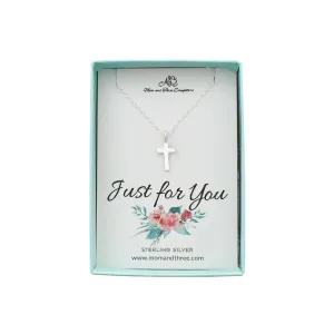 MOM & THREE DAUGHTERS Sterling Silver Cross Necklace. Tiny Cross Necklace. Christian and Spiritual Gifts for Women. Gifts for Mom. Sterling Silver Cross Necklaces.