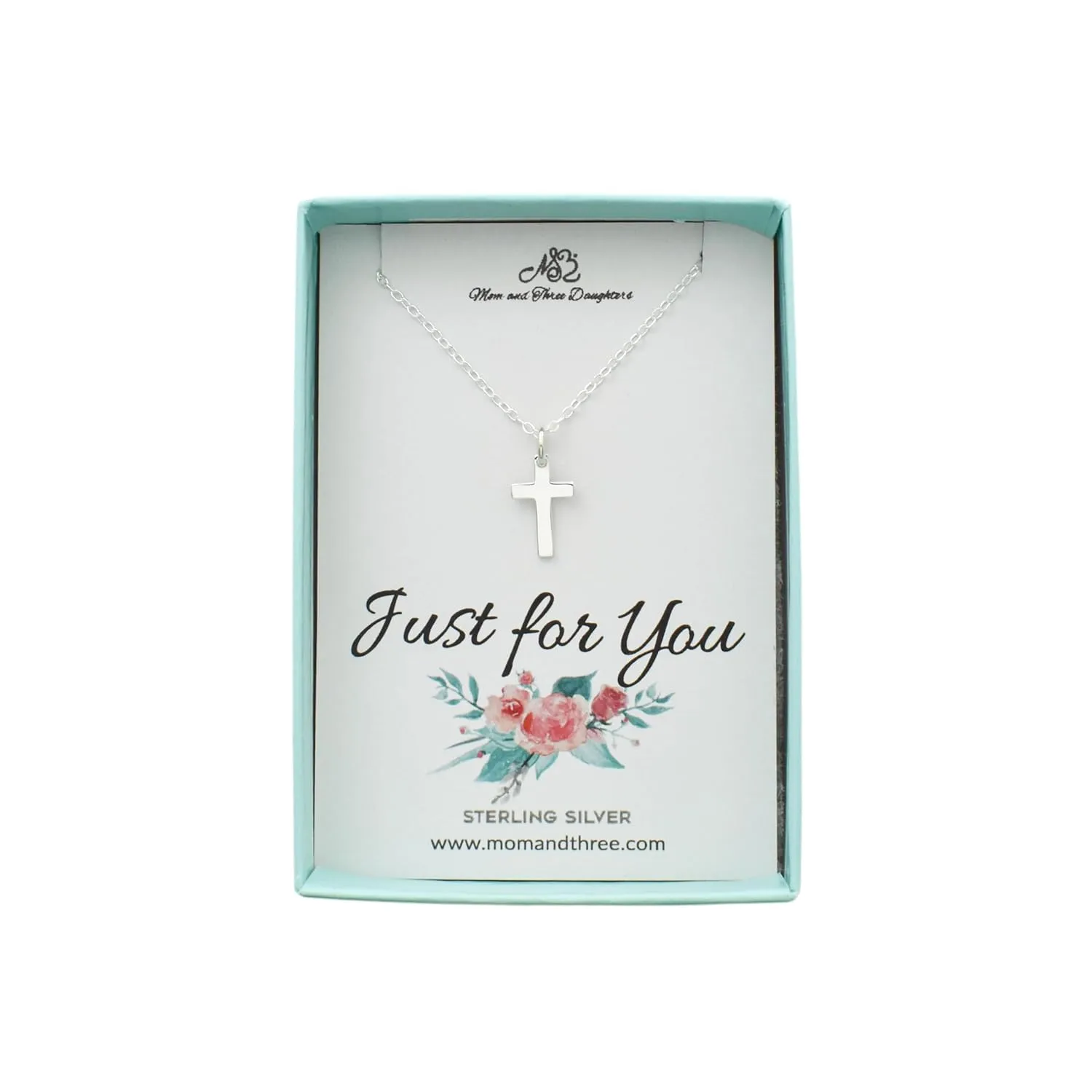 MOM & THREE DAUGHTERS Sterling Silver Cross Necklace. Tiny Cross Necklace. Christian and Spiritual Gifts for Women. Gifts for Mom. Sterling Silver Cross Necklaces.