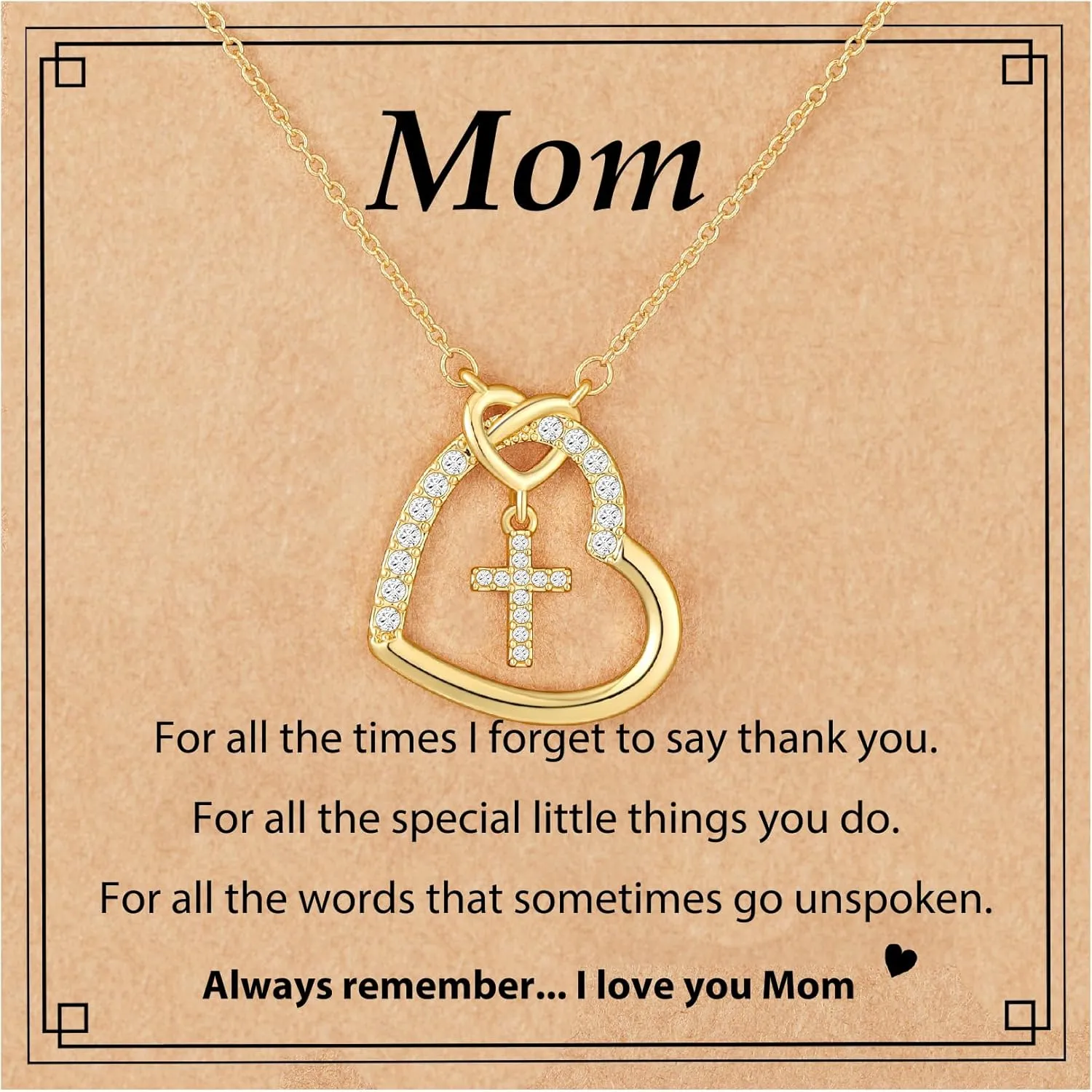 Mom Cross Necklace for Women, Christian Religious Gifts Jewelry Mommy Mama Mother Mum from Daughter Son Christmas Valentines Birthday Her