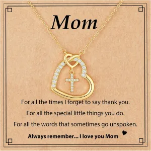 Mom Cross Necklace for Women, Christian Religious Gifts Jewelry Mommy Mama Mother Mum from Daughter Son Christmas Valentines Birthday Her