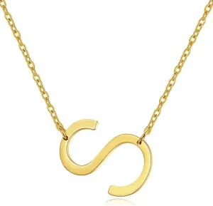 MOMOL Sideways Initial Necklace 18K Gold Plated Stainless Steel Tiny Initial Necklace Dainty Personalized Letter Necklace Delicate Small Monogram Name Necklace for Women