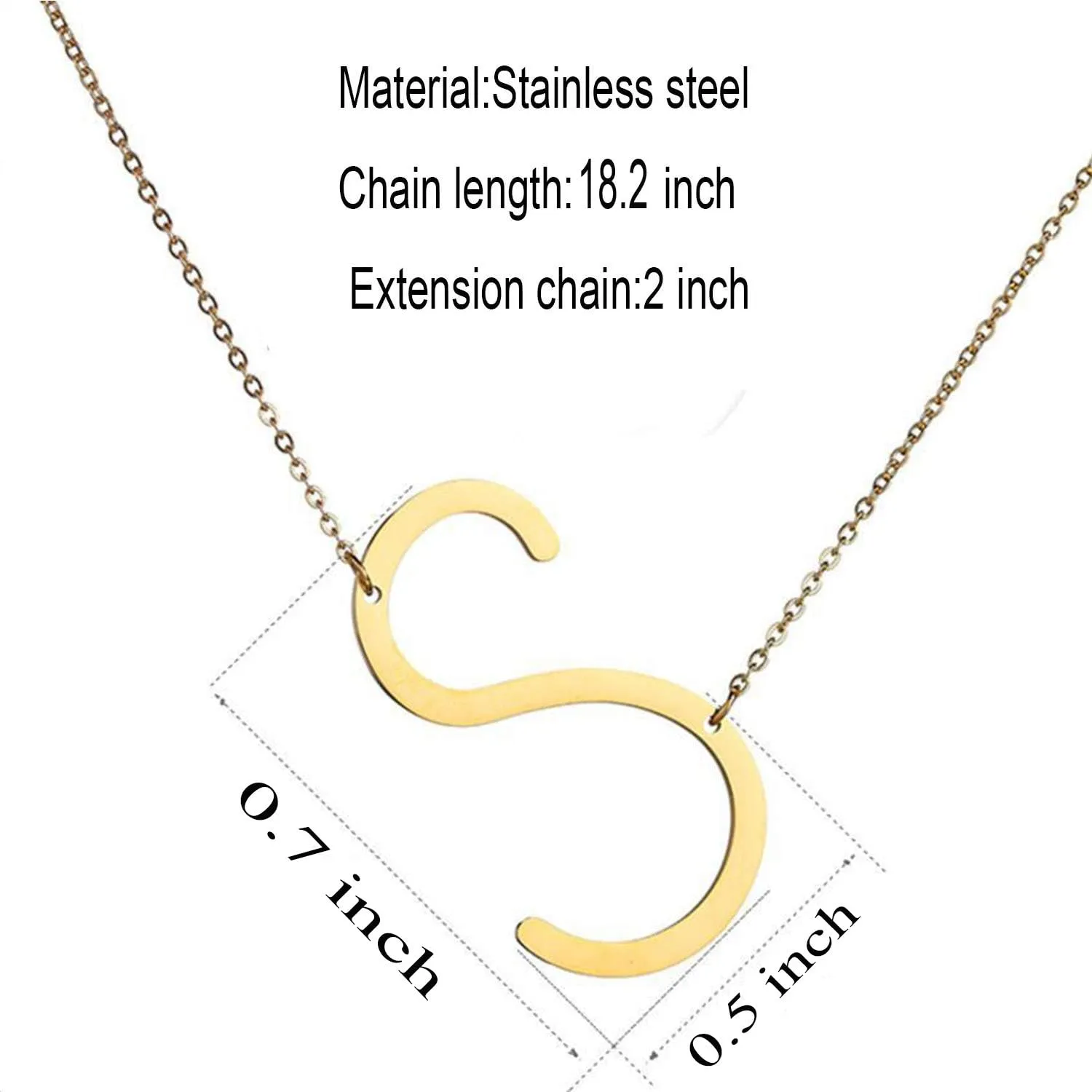 MOMOL Sideways Initial Necklace 18K Gold Plated Stainless Steel Tiny Initial Necklace Dainty Personalized Letter Necklace Delicate Small Monogram Name Necklace for Women